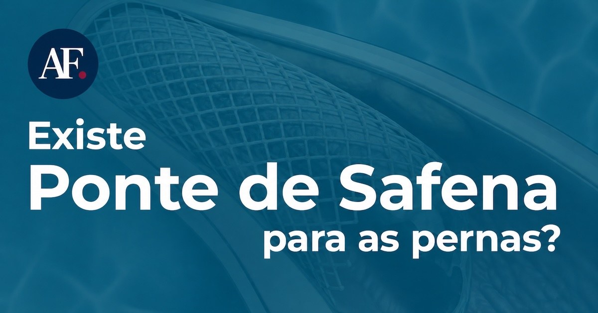 Enxerto vascular de malha sobre fundo azul, sob o título Existe ponte de safena para as pernas?